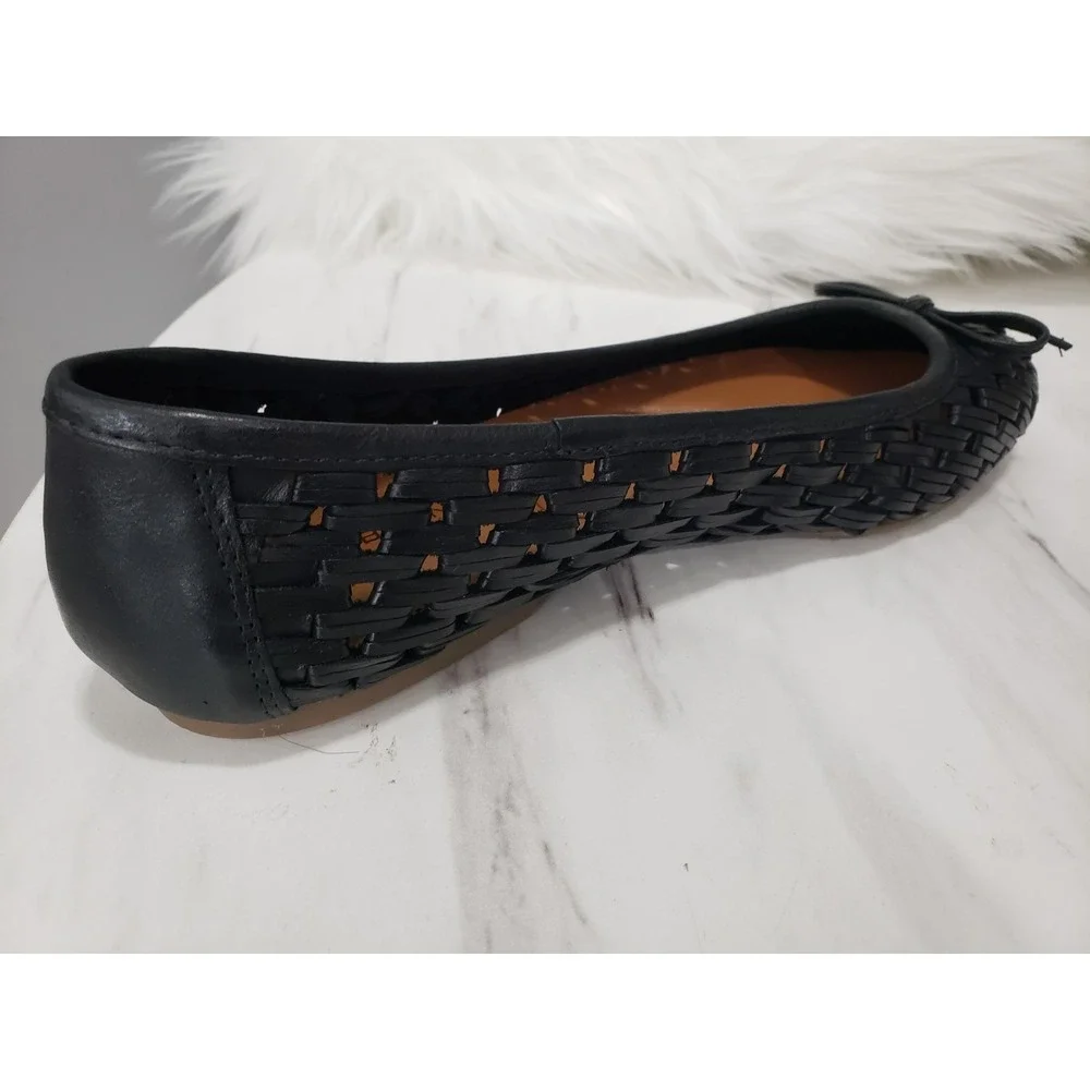 NEW SZ 8.5 SLIP ON Lucky Brand Mogeni Woven Leather Ballet Flats Minimalist Boho